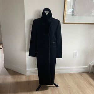 Gucci Black Long Coat with a separate fur scarf.